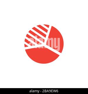 Pie Chart Red Icon On White Background. Red Flat Style Vector Illustration. Stock Vector