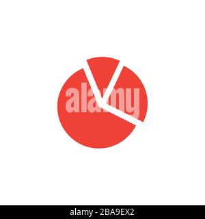 Pie Chart Red Icon On White Background. Red Flat Style Vector Illustration. Stock Vector