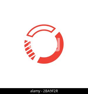 Pie Chart Red Icon On White Background. Red Flat Style Vector Illustration. Stock Vector