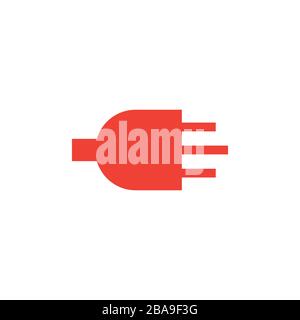 Plug Red Icon On White Background. Red Flat Style Vector Illustration. Stock Vector