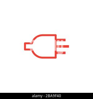 Plug Line Red Icon On White Background. Red Flat Style Vector Illustration. Stock Vector
