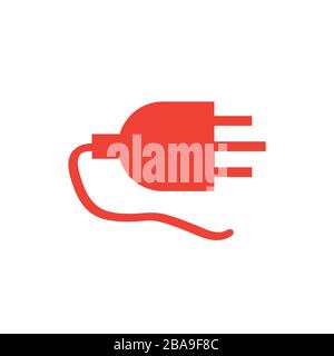 Plug Red Icon On White Background. Red Flat Style Vector Illustration. Stock Vector