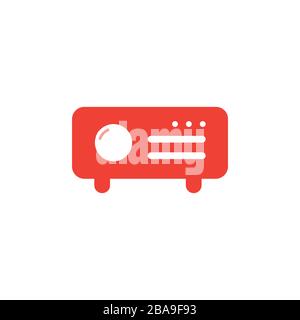Projector Red Icon On White Background. Red Flat Style Vector Illustration. Stock Vector