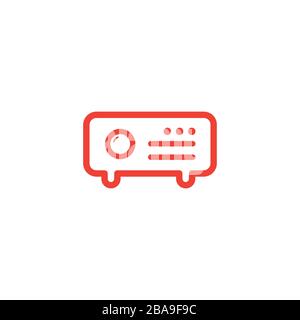 Projector Line Red Icon On White Background. Red Flat Style Vector Illustration. Stock Vector