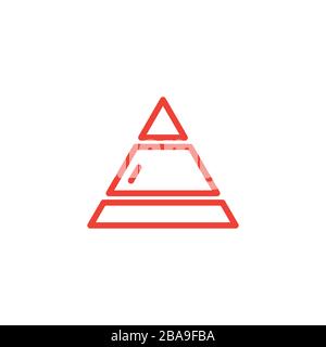 Pyramid Line Red Icon On White Background. Red Flat Style Vector Illustration. Stock Vector