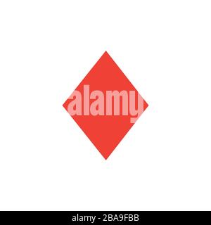 Playing Card Diamond Red Icon On White Background. Red Flat Style Vector Illustration. Stock Vector