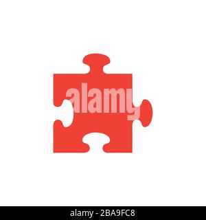 Puzzle Red Icon On White Background. Red Flat Style Vector Illustration. Stock Vector