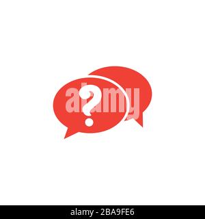 Question Red Icon On White Background. Red Flat Style Vector Illustration. Stock Vector