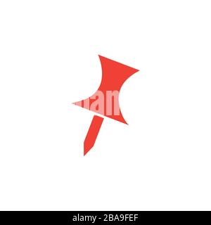 Push Pin Red Icon On White Background. Red Flat Style Vector Illustration. Stock Vector