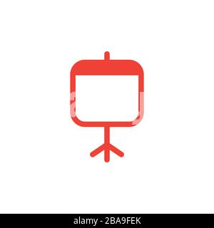 Projector Screen Red Icon On White Background. Red Flat Style Vector Illustration. Stock Vector