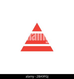 Pyramid Red Icon On White Background. Red Flat Style Vector Illustration. Stock Vector