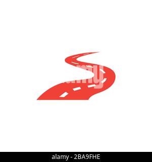Road Red Icon On White Background. Red Flat Style Vector Illustration. Stock Vector