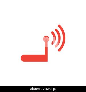 Router Red Icon On White Background. Red Flat Style Vector Illustration. Stock Vector
