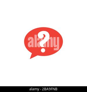 Question Red Icon On White Background. Red Flat Style Vector Illustration. Stock Vector