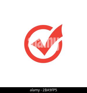Right Red Icon On White Background. Red Flat Style Vector Illustration. Stock Vector