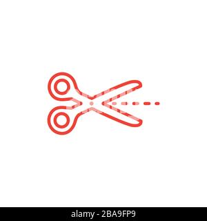 Scissor Line Red Icon On White Background. Red Flat Style Vector Illustration. Stock Vector