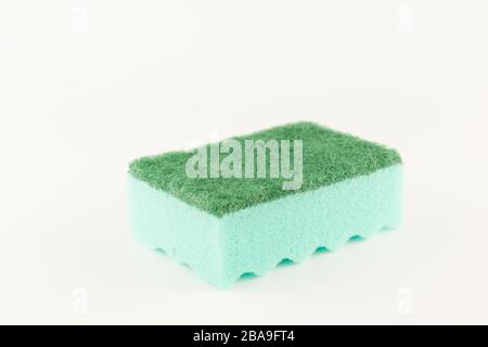 colorful foam rubber sponges isolated on a white background for washing dishes Stock Photo