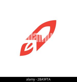 Rocket Red Icon On White Background. Red Flat Style Vector Illustration. Stock Vector