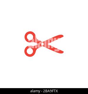 Scissor Red Icon On White Background. Red Flat Style Vector Illustration. Stock Vector