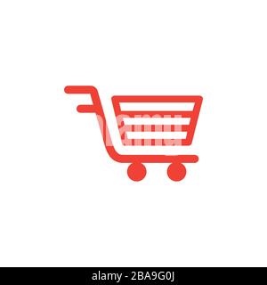 Shopping Cart Red Icon On White Background. Red Flat Style Vector Illustration. Stock Vector