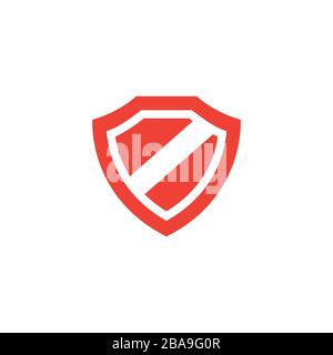 Shield Red Icon On White Background. Red Flat Style Vector Illustration. Stock Vector