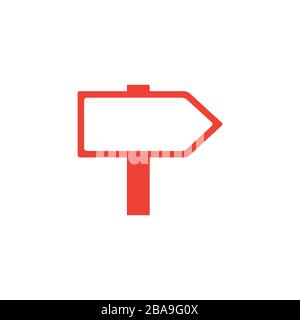 Signpost Red Icon On White Background. Red Flat Style Vector Illustration. Stock Vector