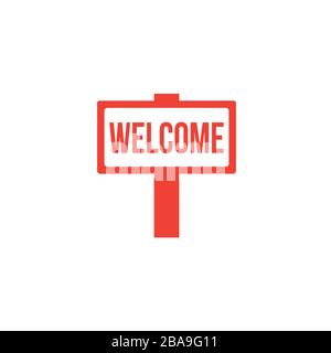 Signpost Red Icon On White Background. Red Flat Style Vector Illustration. Stock Vector