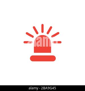 Siren Light Red Icon On White Background. Red Flat Style Vector Illustration. Stock Vector