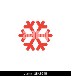 Snowflake Red Icon On White Background. Red Flat Style Vector Illustration. Stock Vector