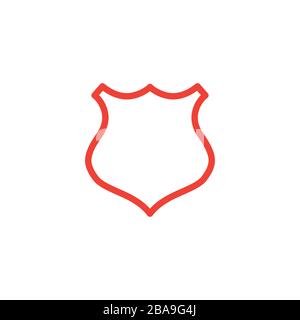 Shield Line Red Icon On White Background. Red Flat Style Vector Illustration. Stock Vector