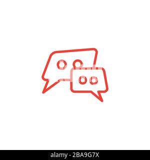 Speech Bubble Line Red Icon On White Background. Red Flat Style Vector Illustration. Stock Vector