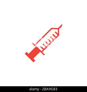 Syringe Red Icon On White Background. Red Flat Style Vector Illustration. Stock Vector