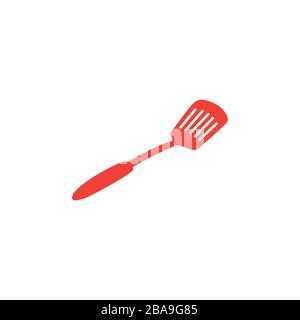 Spatula Red Icon On White Background. Red Flat Style Vector Illustration. Stock Vector