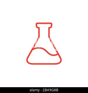 Test Tube Line Red Icon On White Background. Red Flat Style Vector Illustration. Stock Vector