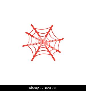 Spider Net Red Icon On White Background. Red Flat Style Vector Illustration. Stock Vector