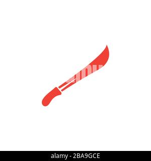 Sword Red Icon On White Background. Red Flat Style Vector Illustration. Stock Vector