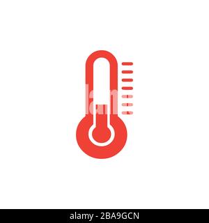 Thermometers Red Icon On White Background. Red Flat Style Vector Illustration. Stock Vector