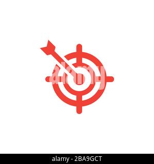 Target Red Icon On White Background. Red Flat Style Vector Illustration. Stock Vector