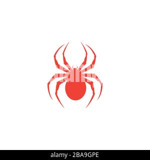 Spider Red Icon On White Background. Red Flat Style Vector Illustration. Stock Vector