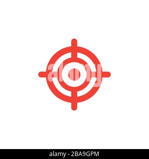 Target Red Icon On White Background. Red Flat Style Vector Illustration. Stock Vector
