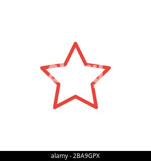 Star Line Red Icon On White Background. Red Flat Style Vector Illustration. Stock Vector