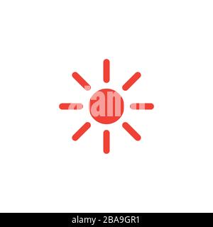Sun Red Icon On White Background. Red Flat Style Vector Illustration. Stock Vector