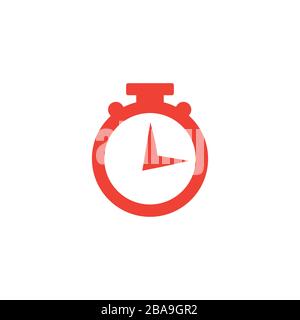 Stopwatch Red Icon On White Background. Red Flat Style Vector Illustration. Stock Vector