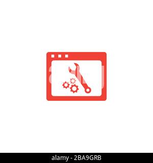 Web Page Maintenance Red Icon On White Background. Red Flat Style Vector Illustration Stock Vector