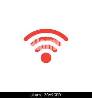 Wi-Fi Red Icon On White Background. Red Flat Style Vector Illustration Stock Vector