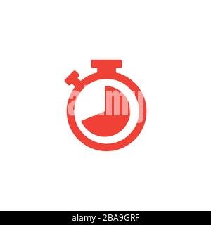 Stopwatch Red Icon On White Background. Red Flat Style Vector Illustration. Stock Vector