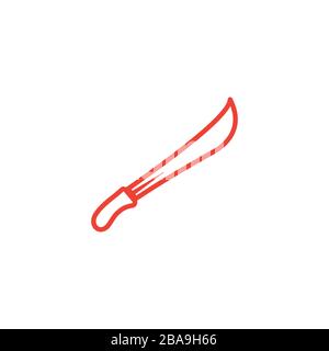 Sword Line Red Icon On White Background. Red Flat Style Vector Illustration. Stock Vector