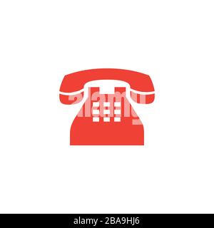 Telephone Red Icon On White Background. Red Flat Style Vector Illustration. Stock Vector