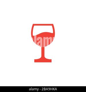 Wine Glasses Red Icon On White Background. Red Flat Style Vector Illustration Stock Vector