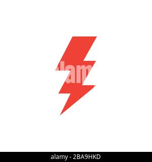 Thunderbolt Red Icon On White Background. Red Flat Style Vector Illustration. Stock Vector